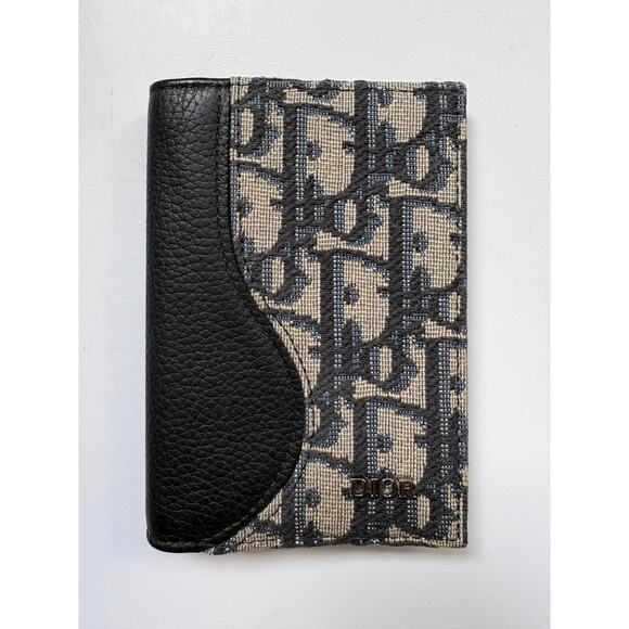 Dior Other - Dior Oblique Jacquard Card Wallet Black Leather Bifold Men’s Compact Slim